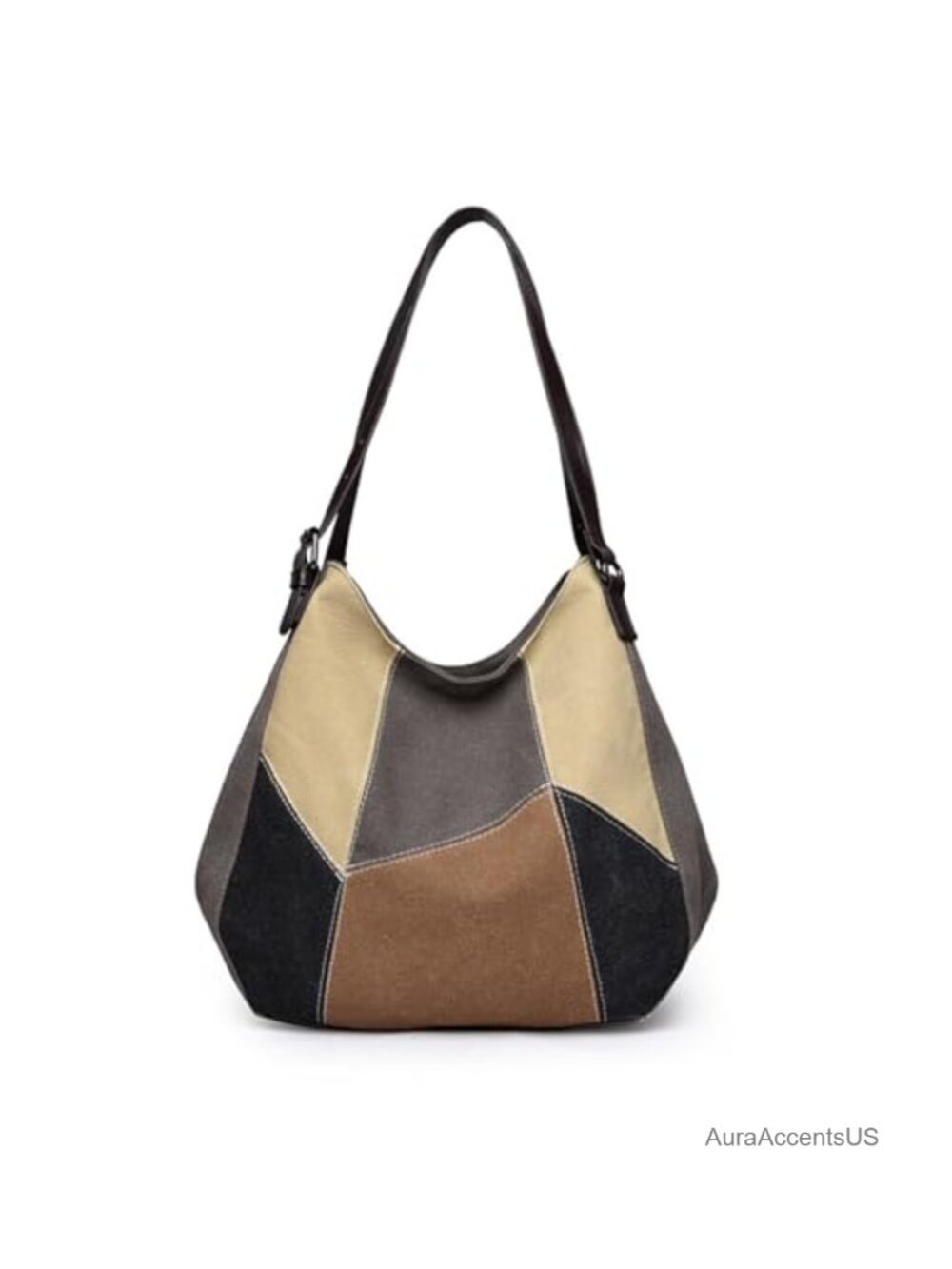 Washed Cotton Canvas Hobo Shoulder Bag Medium Top Handle Tote